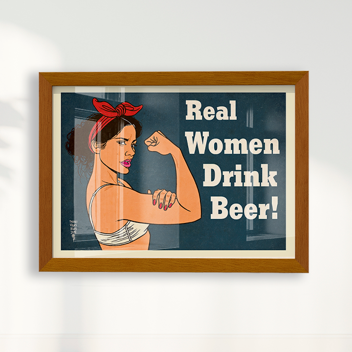 Quadro Real Woman Drink Beer por Thiago Villas Boas