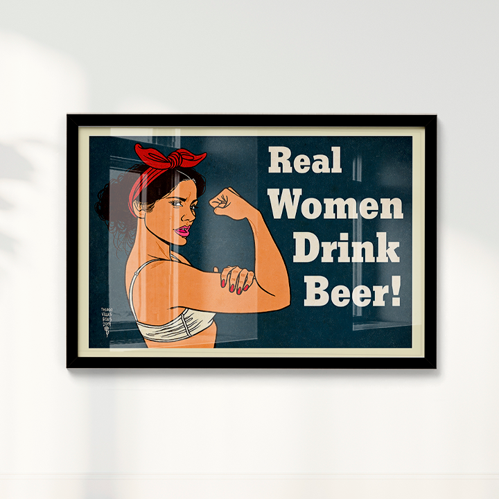 Quadro Real Woman Drink Beer por Thiago Villas Boas