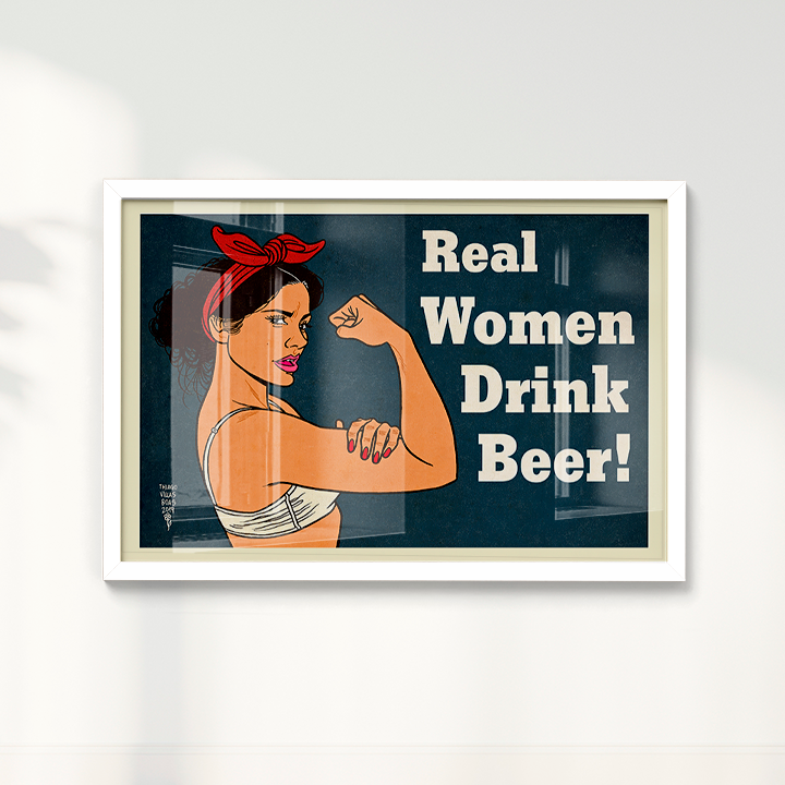 Quadro Real Woman Drink Beer por Thiago Villas Boas