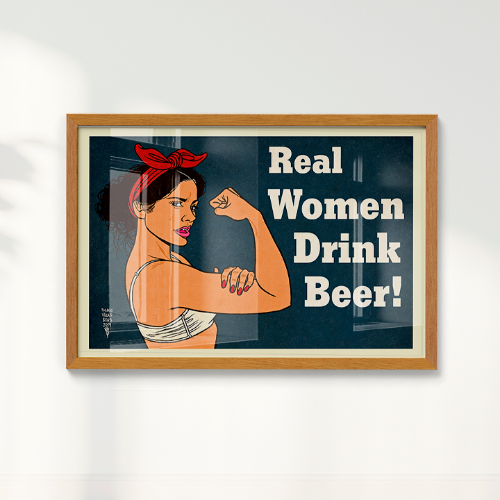 Quadro Real Woman Drink Beer por Thiago Villas Boas