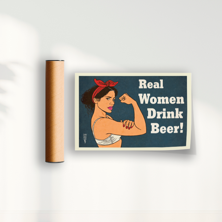Quadro Real Woman Drink Beer por Thiago Villas Boas
