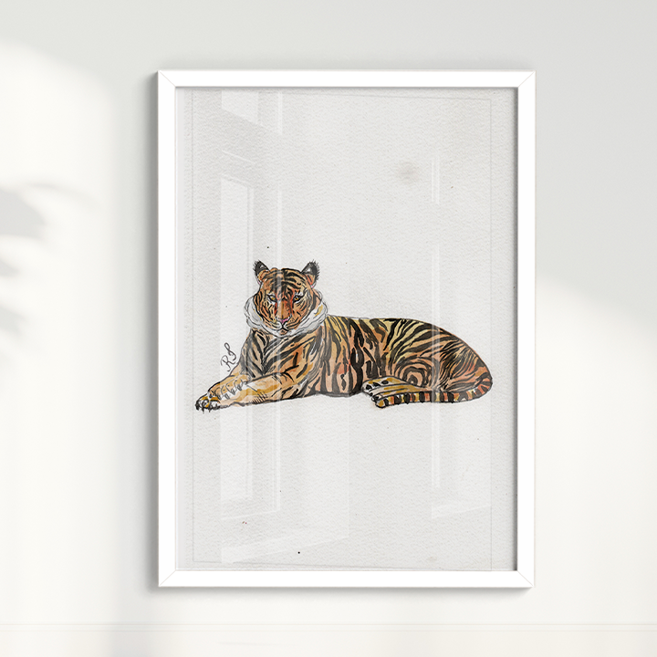 Quadro Tigre por aquarelando