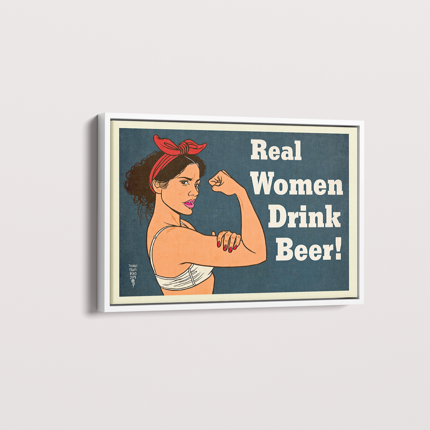 Quadro Real Woman Drink Beer por Thiago Villas Boas