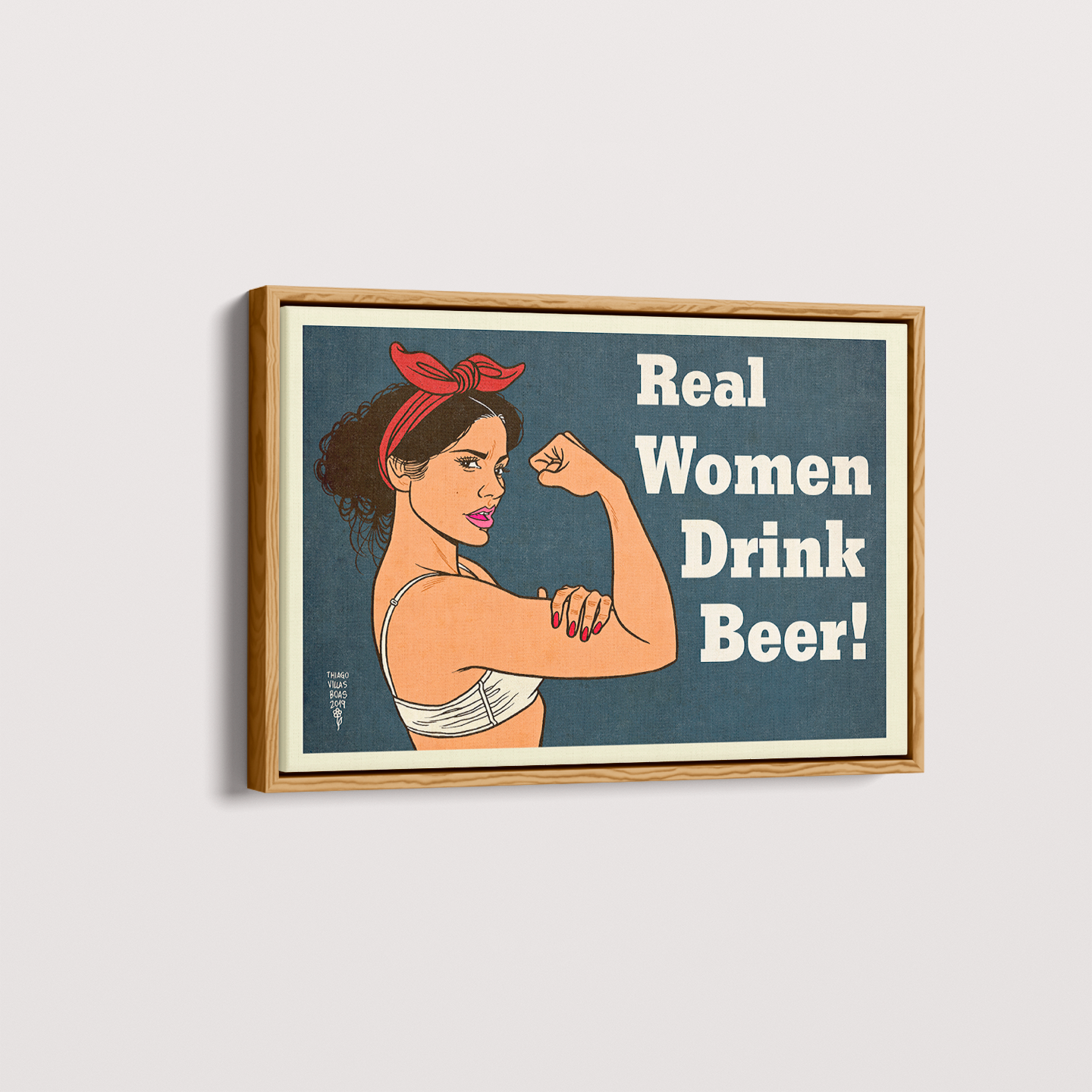 Quadro Real Woman Drink Beer por Thiago Villas Boas