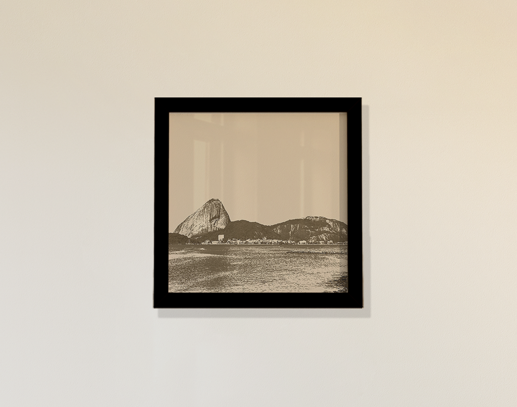 Quadro Rio de Janeiro em Tons Neutros por Larissa Heitmann 30x30 cm Moldura Caixa