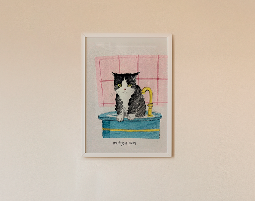 Quadro Wash your Paw - A3 - Pronta Entrega
