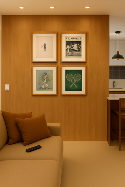 Composição de Quadros Vintage Tennis com Paspatur