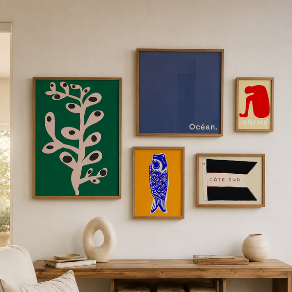 Composição de Quadros Abstratos artista Heloisa Camargo