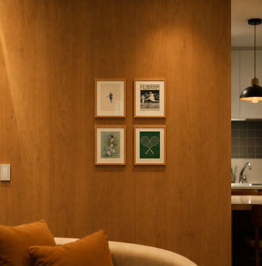 Composição de Quadros Vintage Tennis com Paspatur