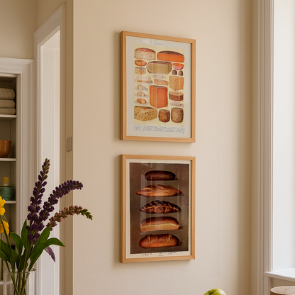 Composição Quadros Pão e Queijo Vintage