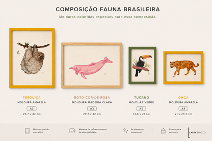 Composição de Quadros Fauna Brasileira I - Quarto Infantil