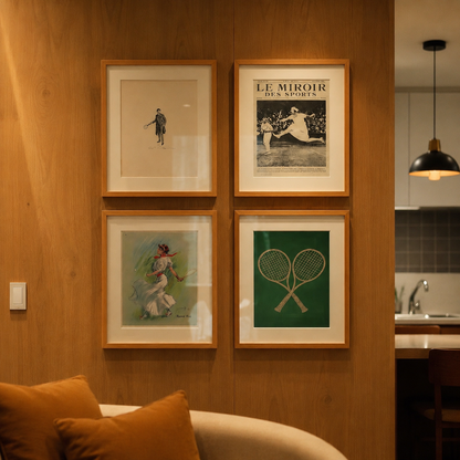 Composição de Quadros Vintage Tennis com Paspatur