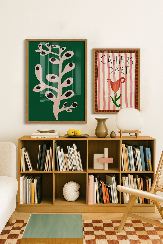 Composição Art - Verde e Rosa