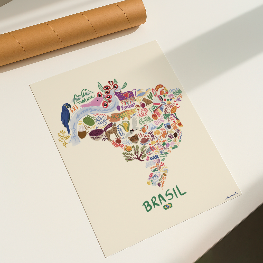 Print Brazil por Ela Marte A3 pronta entrega