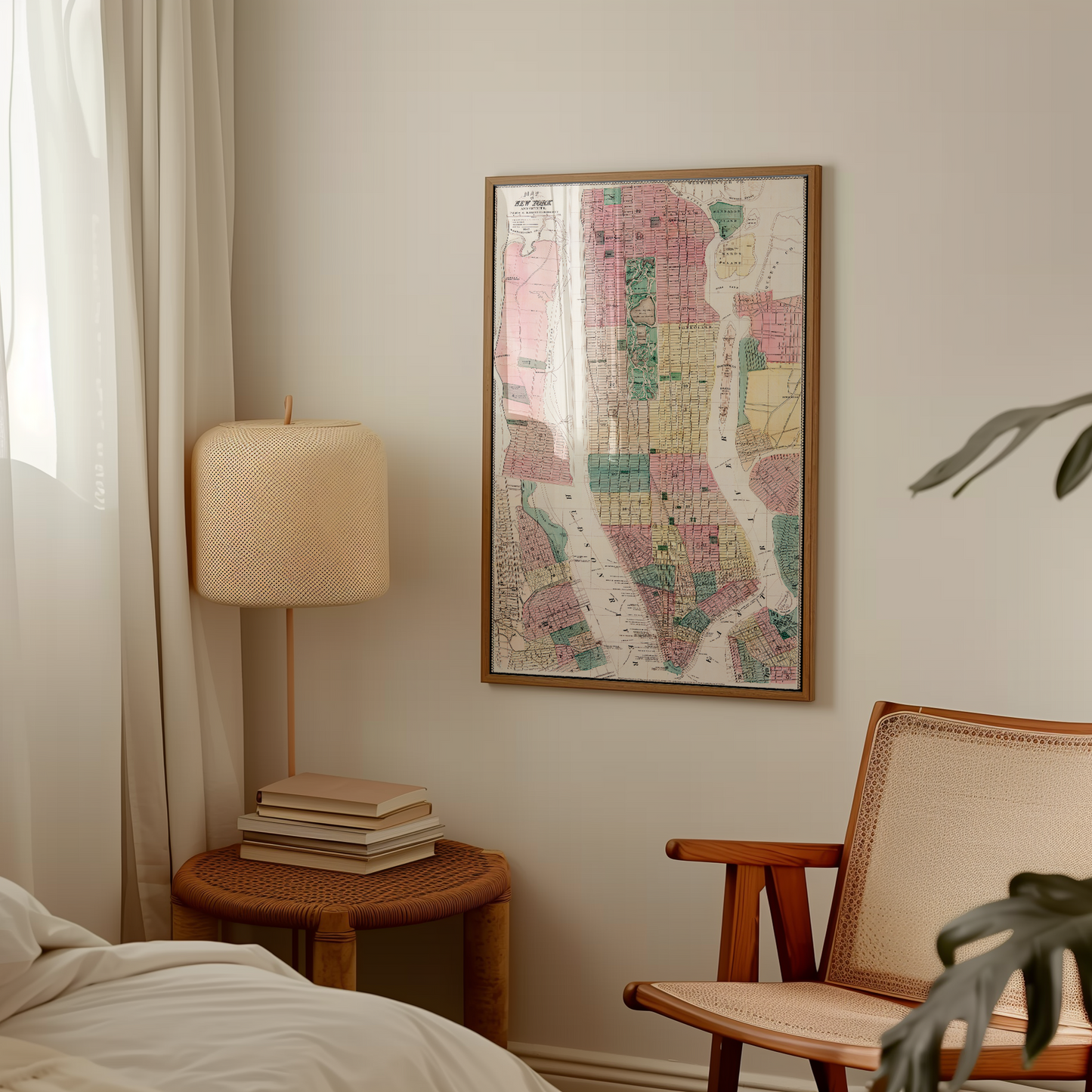Quadro Mapa Vintage NYC Tamanho 68,2x49cm
