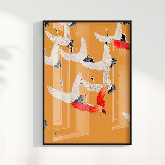 Quadro Garças Vintage - Oriental Clássico