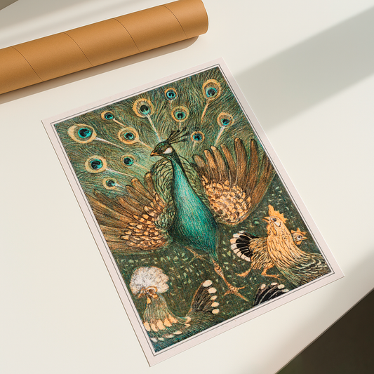 Pint Pavão Vintage tamanho A3 - Pronta Entrega