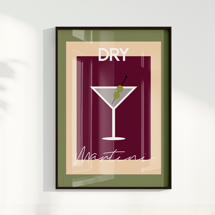 Quadro Dry Martini Vintage | Pôster Drink para Decoração LARTESTUDIO