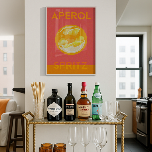 Quadro Aperol Pixel moldura Filete tamanho A3 - Pronta Entrega