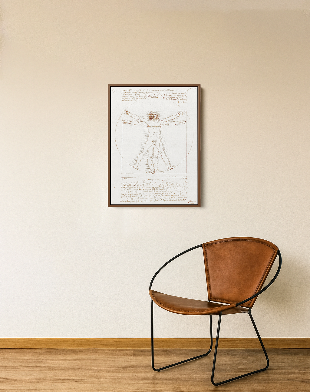 Quadro Leonardo da Vinci's Vitruvian Man Tela Canvas tamanho A2 - Pronta Entrega