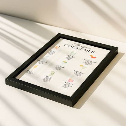 Quadro Classic Cocktails A3 - Pronta Entrega
