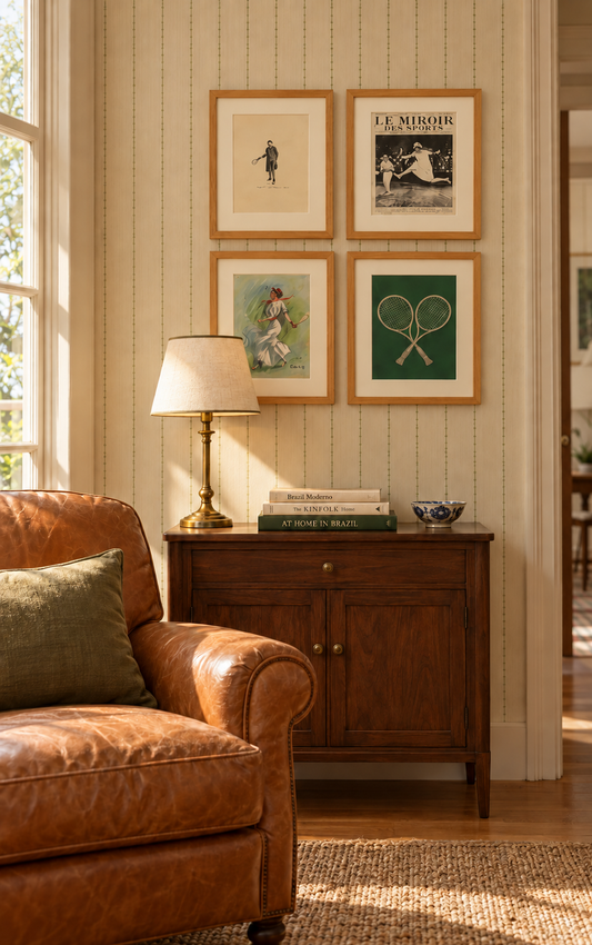 Composição de Quadros Vintage Tennis com Paspatur