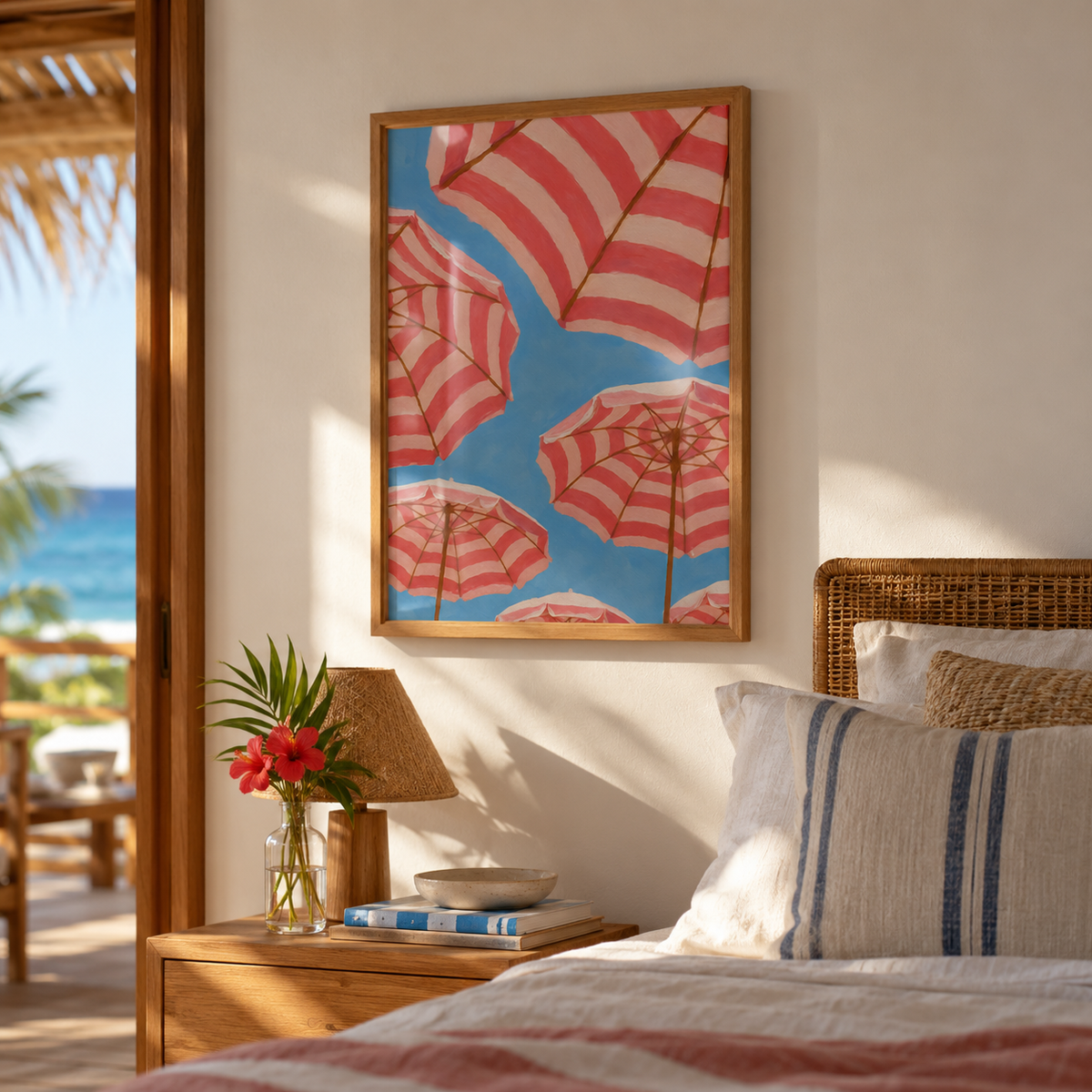 Quadro Rosa no Azul