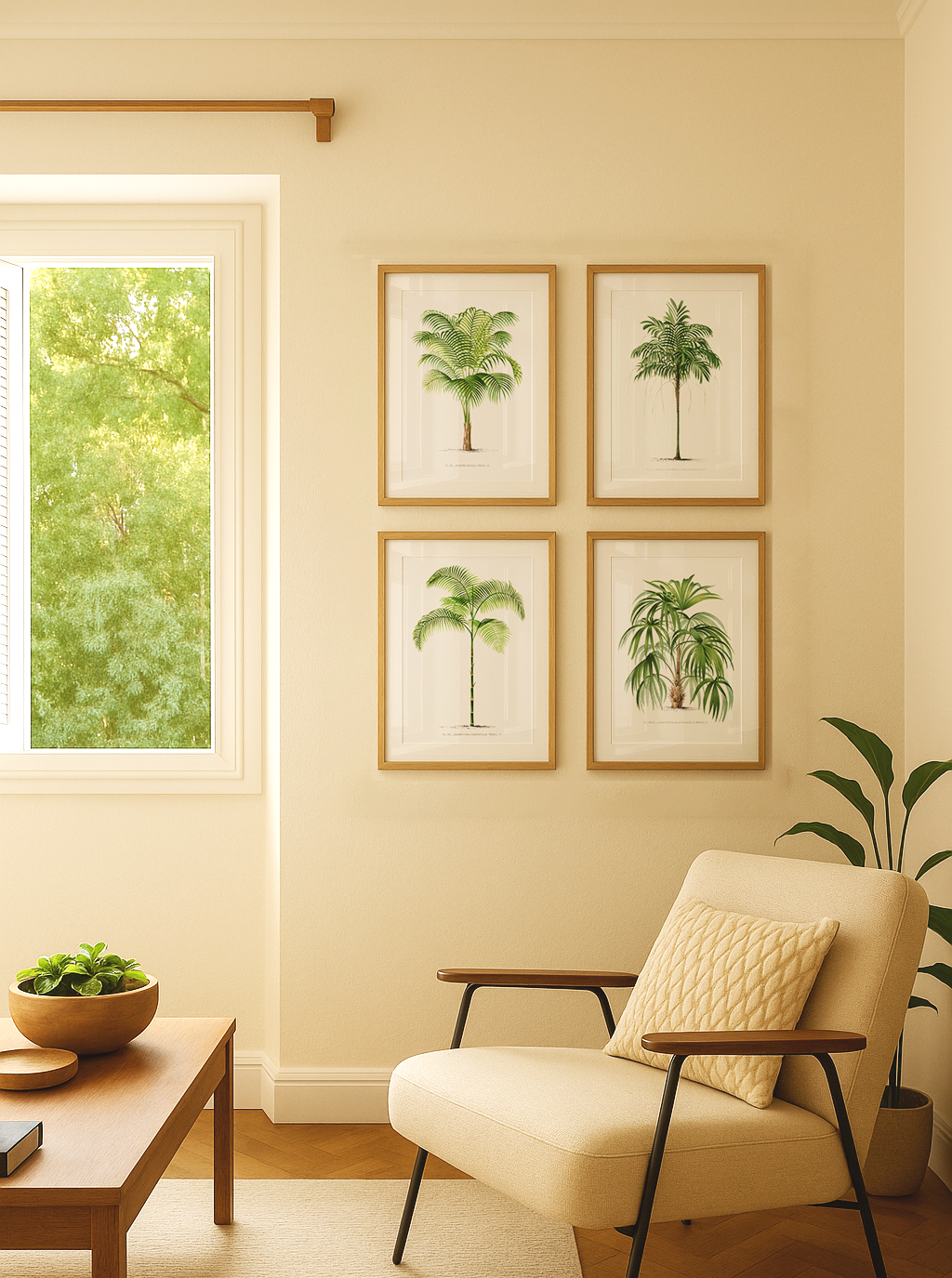Composição de Quadros Palmeiras Vintage com Paspatur
