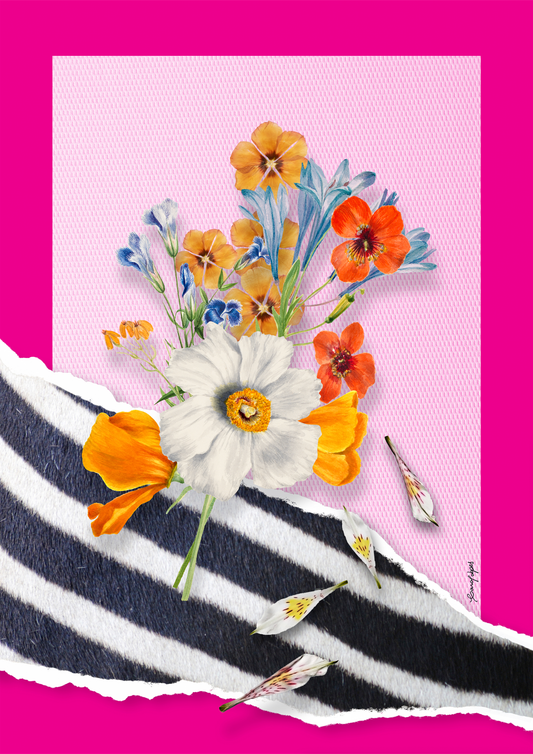 Flores animal print Zebra por Adoro Cores