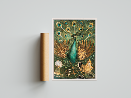 Poster Pavão Vintage tamanho A3 - Pronta Entrega