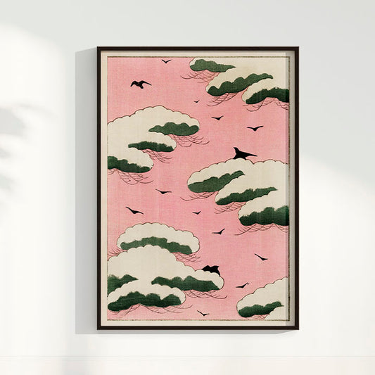 Quadro Pink Sky - arte japonesa vintage