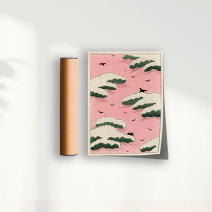Quadro Pink Sky - arte japonesa vintage