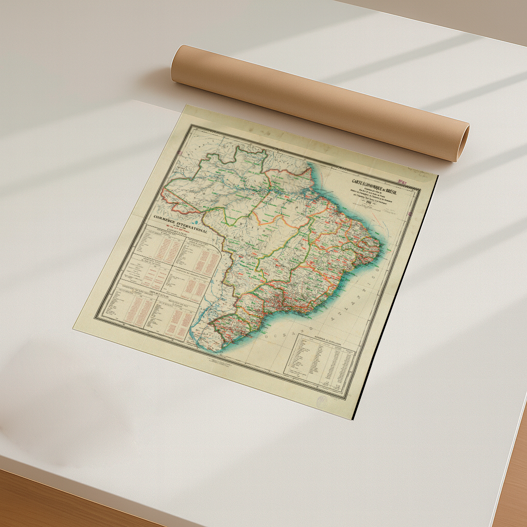 Print Mapa Vintage Brasil 1911 - Pronta Entrega tamanho 30x30cm