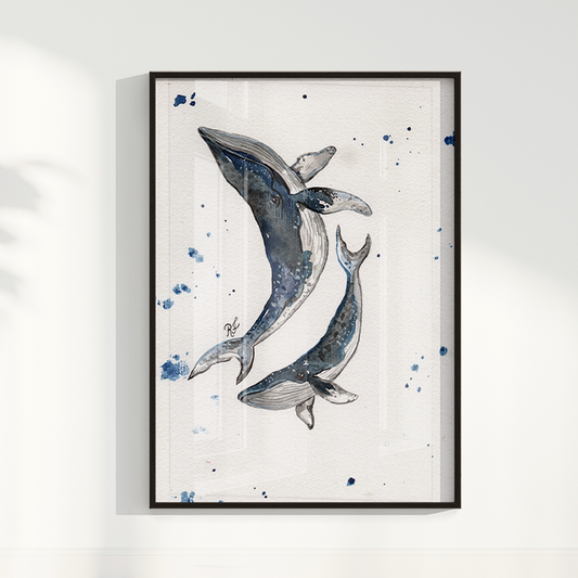 Quadro Baleias por aquarelando