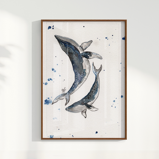 Quadro Baleias por aquarelando
