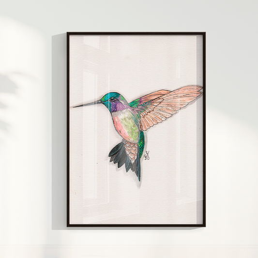 Quadro Beija Flor Aquarelando 26 por Rayana Karoline