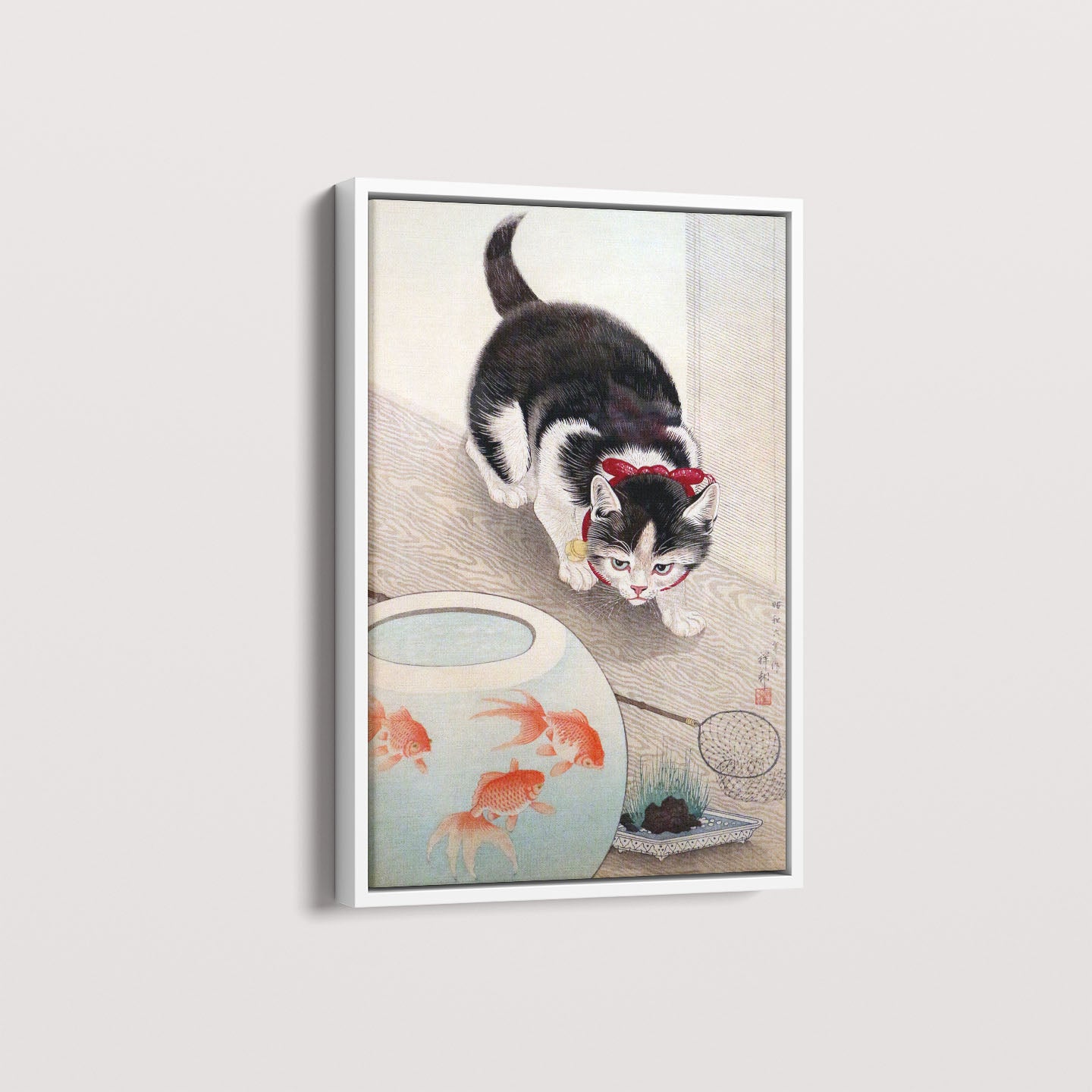 Quadro Cat and goldfish bowl (1933) por Ohara Koson