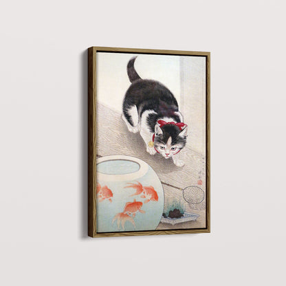 Quadro Cat and goldfish bowl (1933) por Ohara Koson