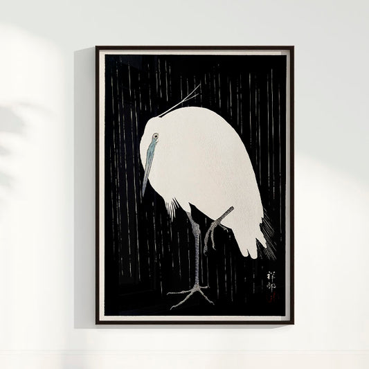 Quadro Garça arte japonesa de Ohara Koson