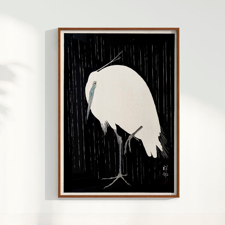Quadro Garça arte japonesa de Ohara Koson