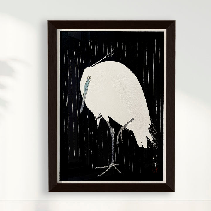 Quadro Garça arte japonesa de Ohara Koson