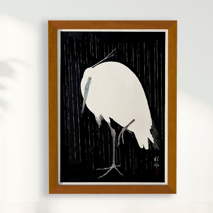 Quadro Garça arte japonesa de Ohara Koson