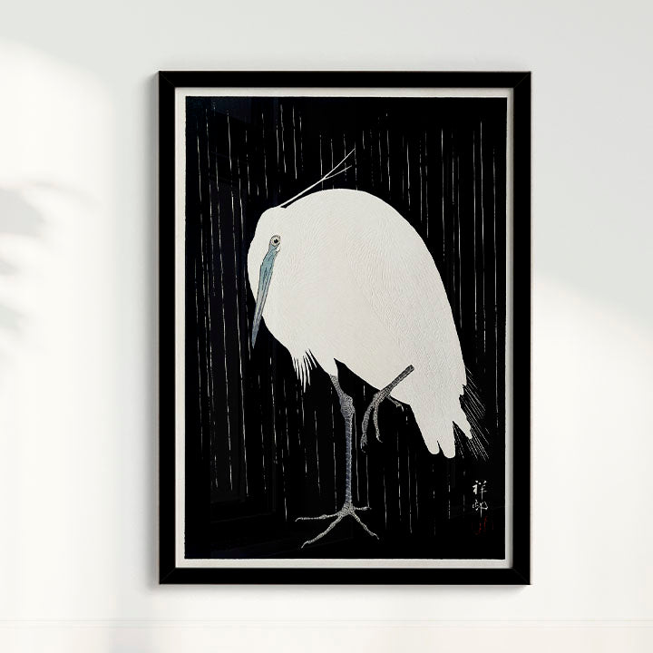 Quadro Garça arte japonesa de Ohara Koson