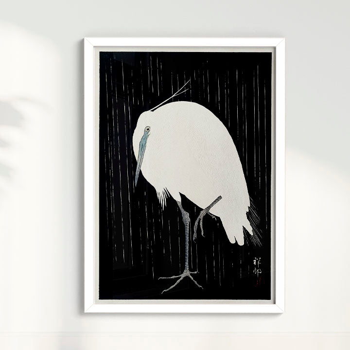 Quadro Garça arte japonesa de Ohara Koson