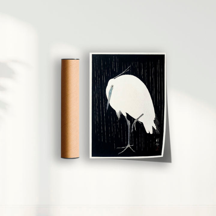 Quadro Garça arte japonesa de Ohara Koson