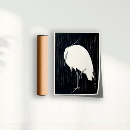 Quadro Garça arte japonesa de Ohara Koson