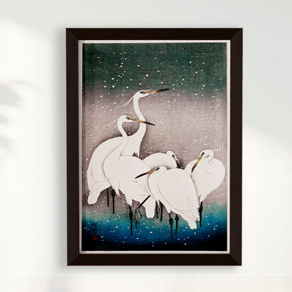Quadro Grupo de garças arte japonesa de Ohara Koson