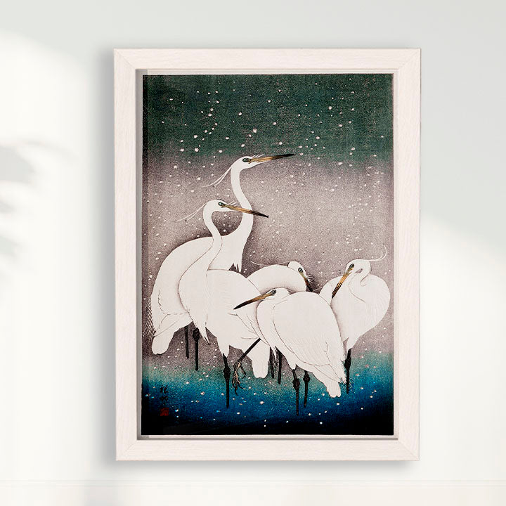 Quadro Grupo de garças arte japonesa de Ohara Koson