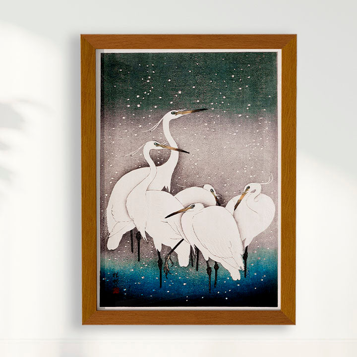 Quadro Grupo de garças arte japonesa de Ohara Koson