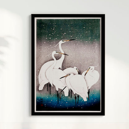 Quadro Grupo de garças arte japonesa de Ohara Koson